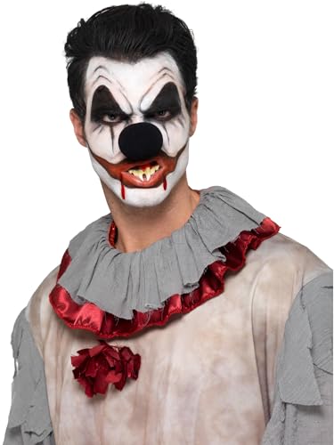 Smiffys Killer-Clown-Kosmetik-Set, Aqua, Rot, 3 Farben, Blut, Nase, Zähne, Schwamm & Pinsel von Smiffys