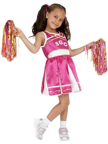 Cheerleader Costume, Child, Pink, with Dress & Pom Poms, (M) von Smiffys