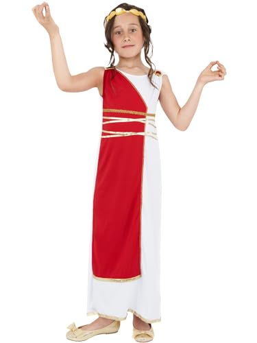 Grecian Girl Costume, Red, with Robe & Headpiece, (M) von Smiffys