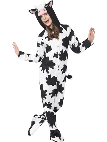 Cow Costume, Black & White, with Hooded Jumpsuit (S) von Smiffys