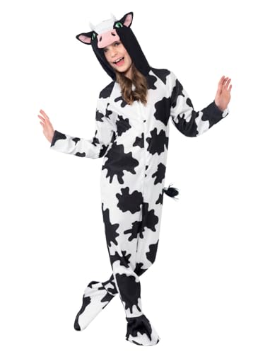 Cow Costume, Black & White, with Hooded Jumpsuit (S) von Smiffys