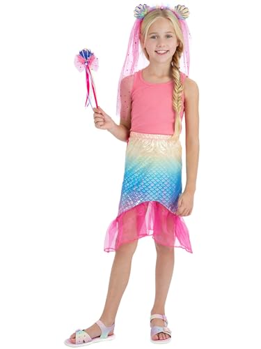 Smiffys Kit Magische Meerjungfrau, rosa, mit Rock, Stirnband und Zauberstab von Smiffys