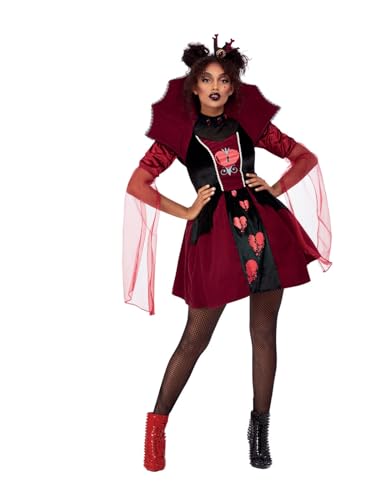 Smiffys Königin der gebrochenen Herzen-Kostüm, Rot, Kleid und Stirnband von Smiffys