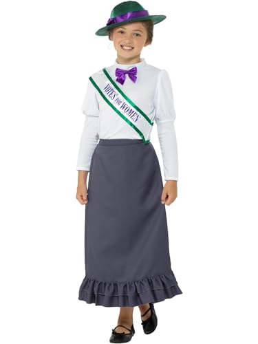 Smiffys Kostüm, Viktorianische Frauenrechtlerin, Grau & Pastellrosa, mit Rock, angenähter Bluse, Schärpe und Hut Smiffys Kostüm, Viktorianische Frauenrechtlerin, Grau & Pastellrosa, mit Rock, angenähter Bluse, Schärpe und Hut von Smiffys