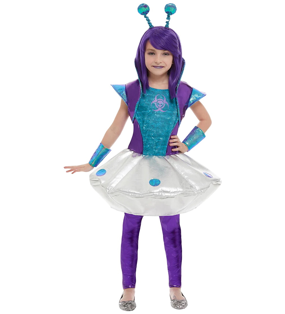 Smiffys Kostüm - Alien Girl - Silver - Smiffys - 10-12 Jahre (140-152) - Kostüme von Smiffys