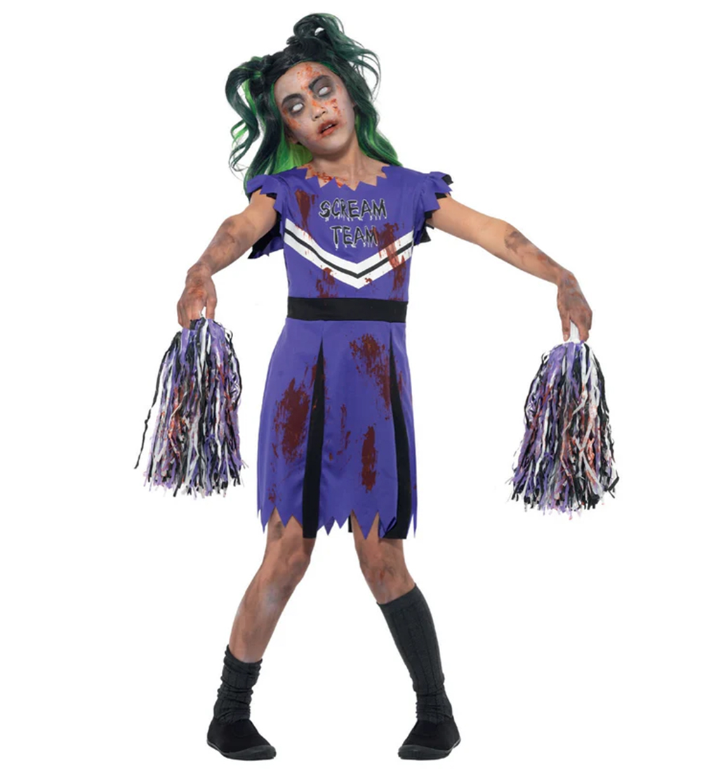 Smiffys Kostüm - Dark Cheerleader - Lila/Schwarz - Smiffys - 7-9 Jahre (122-134) - Kostüme von Smiffys