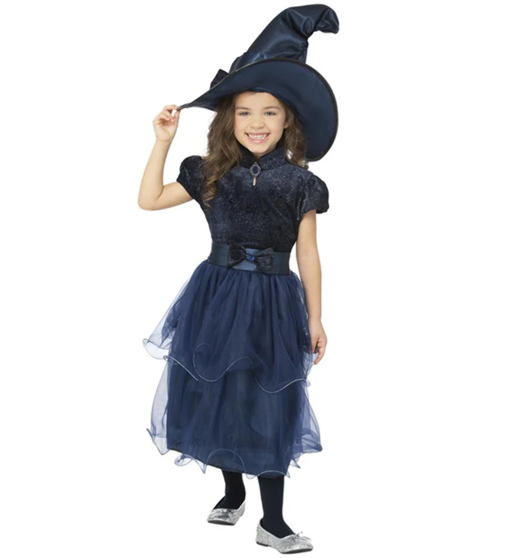 Smiffys Kostüm - Deluxe Midnight Witch - Blau - Smiffys - 4-6 Jahre (104-116) - Kostüme von Smiffys