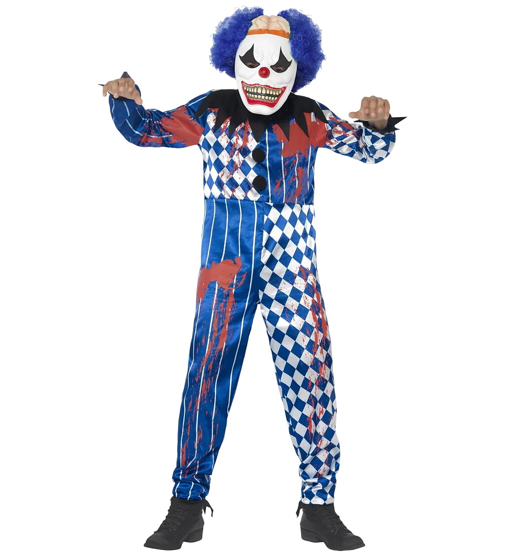 Smiffys Kostüm - Deluxe Unheimlicher Clown - Blue - Smiffys - 10-12 Jahre (140-152) - Kostüme von Smiffys