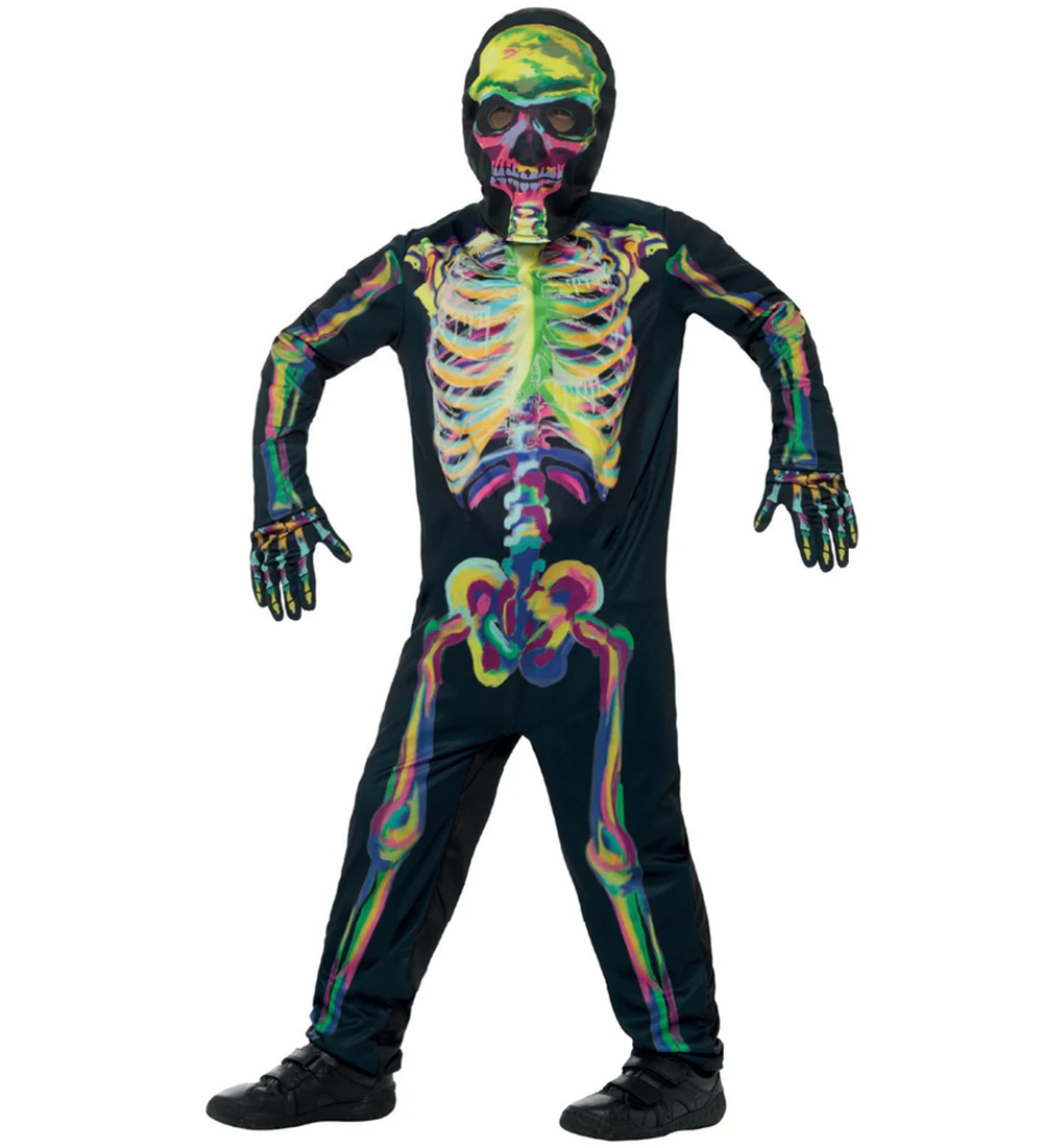 Smiffys Kostüm - Glow In The Dark Skeleton - Multi - Smiffys - 7-9 Jahre (122-134) - Kostüme von Smiffys