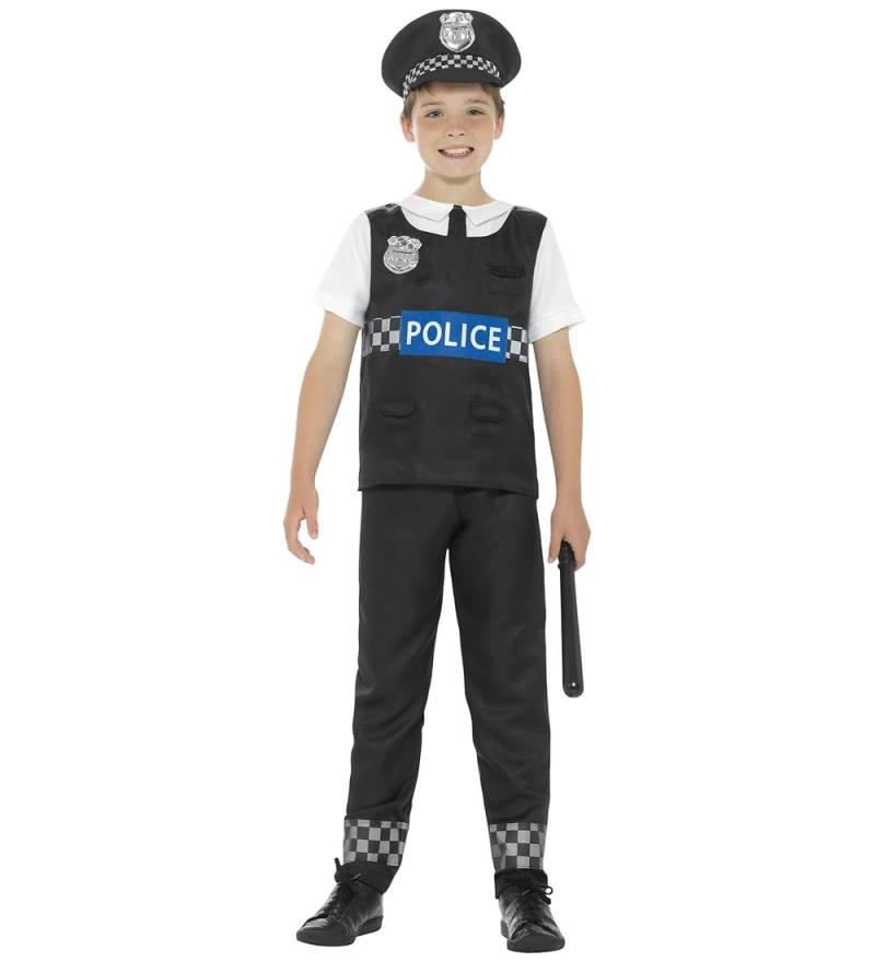 Smiffys Kostüm - Polizistenkostüm - Black & White - Smiffys - 7-9 Jahre (122-134) - Kostüme von Smiffys