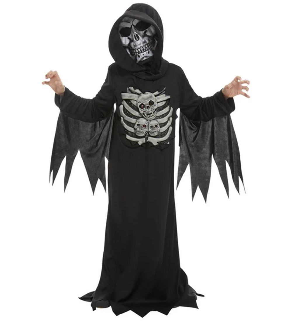 Smiffys Kostüm - Skeleton Reaper - Schwarz - Smiffys - 7-9 Jahre (122-134) - Kostüme von Smiffys