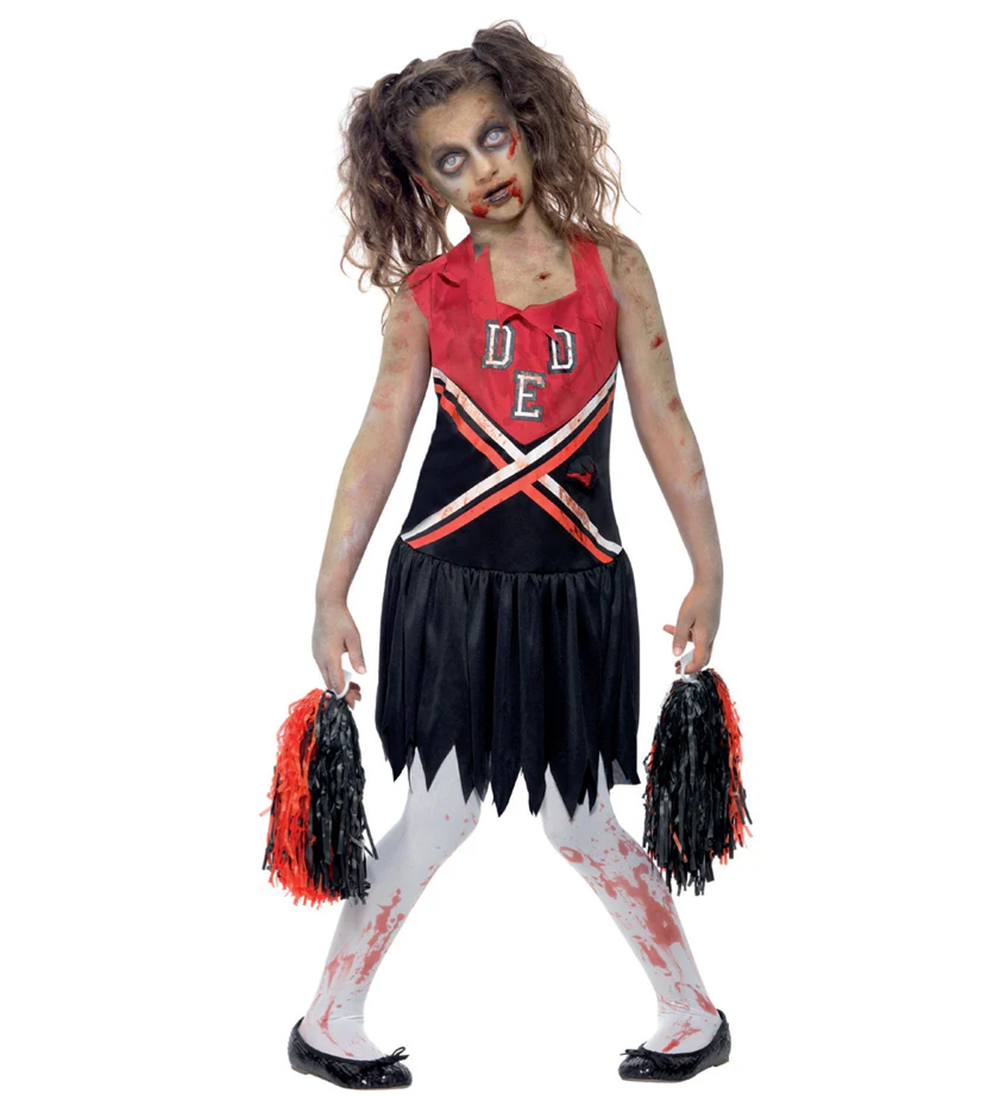 Smiffys Kostüm - Zombie Cheerleader - Süß/Schwarz - Smiffys - 10-12 Jahre (140-152) - Kostüme von Smiffys