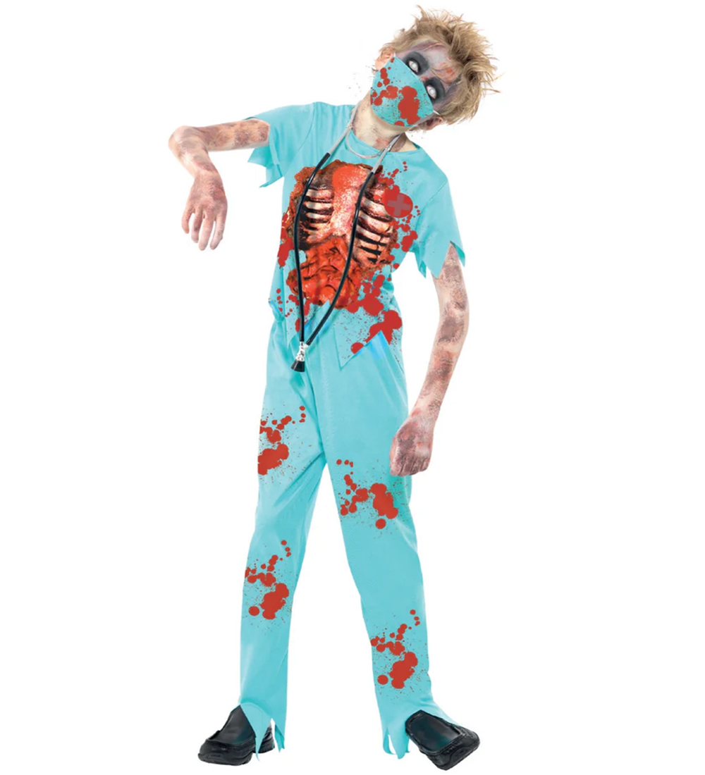 Smiffys Kostüm - Zombie Surgeon - Blau - Smiffys - 10-12 Jahre (140-152) - Kostüme von Smiffys