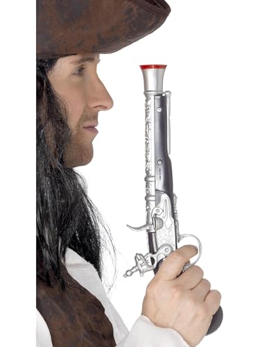 Piraten-Pistole Silber 30cm Realistisch, One Size von Smiffys