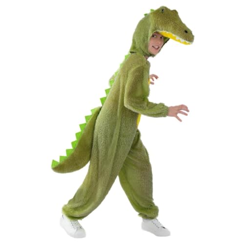 Smiffys Krokodil Kostüm für Kinder Tier Overall mit Kapuze Kind Uni Fasching Outfit Weiches Krokodil Kostüm für Jungen Mädchen Halloween Dress Up Welttag Kostümpartys von Smiffys