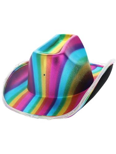 Smiffys LED-beleuchteter metallischer Cowgirl-Hut, Regenbogen von Smiffys