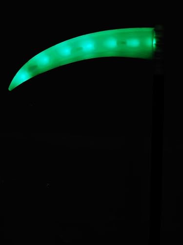 Smiffys Leuchtende grüne LED-Sense verstellbare Halloween-Kostüm-Requisite für Erwachsene und Kinder, Sensenmann-Kostüm-Zubehör mit leuchtendem Klingen-Effekt, ideal für Süßes oder Saures und Smiffys Leuchtende grüne LED-Sense verstellbare Halloween-Kostüm-Requisite für Erwachsene und Kinder, Sensenmann-Kostüm-Zubehör mit leuchtendem Klingen-Effekt, ideal für Süßes oder Saures und von Smiffys