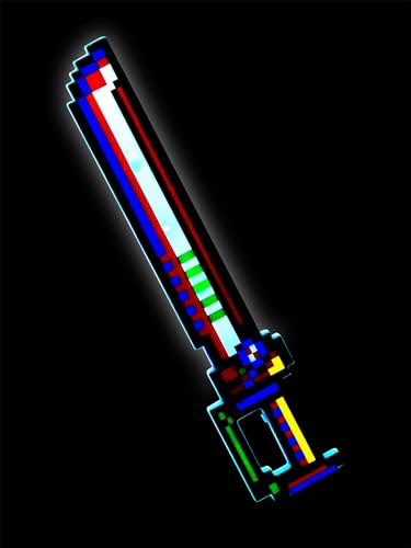 Smiffys Leuchtendes LED-Pixel-Säbelschwert, 56cm, Batterien enthalten von Smiffys