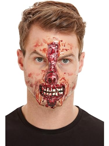 Smiffys Make-Up FX, Exposed Nose & Mouth Latex Face Wound, Red von Smiffys