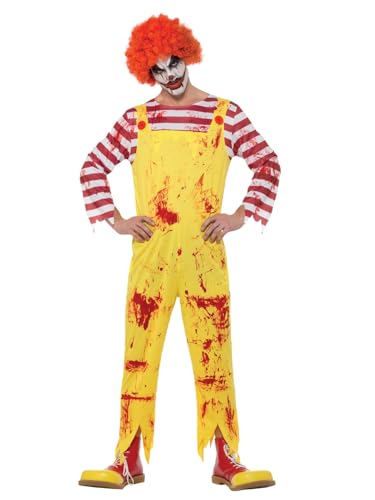 Smiffys Grusel-Killer-Clown-Kostüm, Gelb & Rot, mit Overall von Smiffys