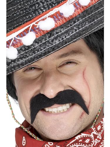 Smiffys Mexikanischer Bandit Schnurrbart, Schwarz, Selbstklebend von Smiffys