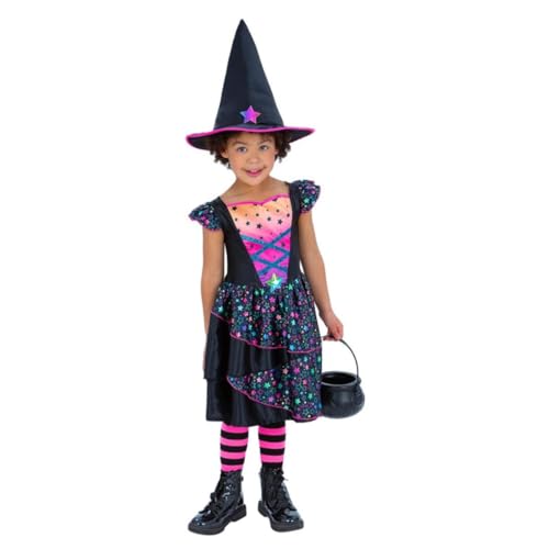 Smiffys Neonstern-Hexe mit Kleid & Hut, Halloween-Kind-Kostüm, Halloween-Kostüm Smiffys Neonstern-Hexe mit Kleid & Hut, Halloween-Kind-Kostüm, Halloween-Kostüm von Smiffys