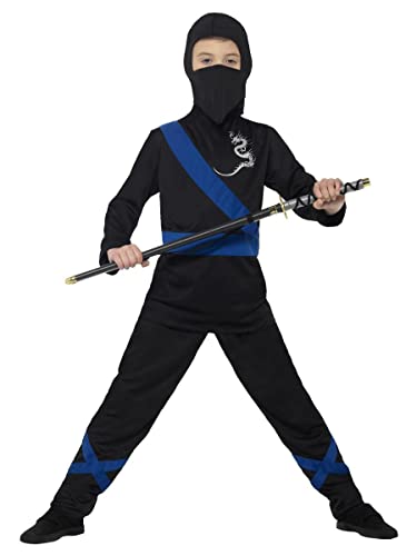 Smiffys Ninja Assassin-Kostüm, Schwarz und Blau, mit Kapuze, Maske, Oberteil und Hose, Tweens von Smiffys
