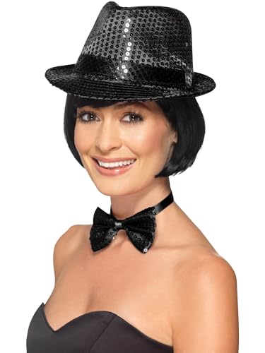 Smiffys Pailletten Trilby Hut, Schwarz Smiffys Pailletten Trilby Hut, Schwarz von Smiffys