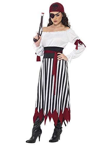 Smiffys Piratenkostüm Kleid mit Armband, Gürtel und Stirnband, Schwarz/Weiß, M von Smiffys