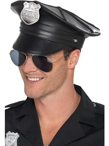 Smiffys Polizeihut deluxe, Schwarz, Kunstleder, mit elastischem Innenrand Smiffys Polizeihut deluxe, Schwarz, Kunstleder, mit elastischem Innenrand von Smiffys