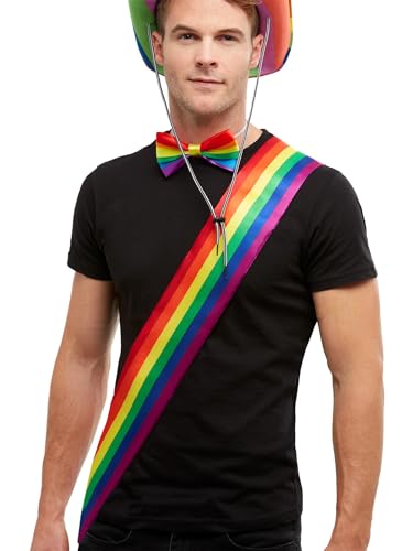 Smiffys 50997 Regenbogen-Schärpe, Unisex – Erwachsene, Mehrfarbig, Einheitsgröße von Smiffys