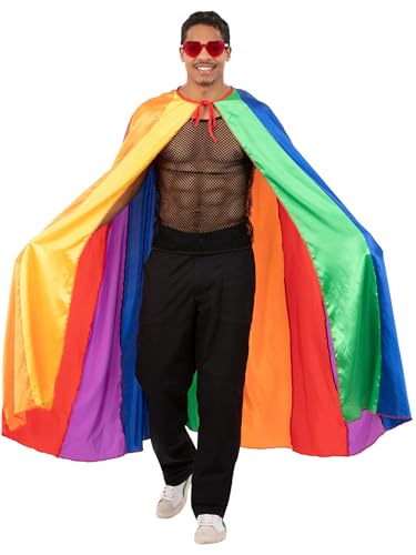 Smiffys Regenbogen Umhang Bunt Pride Kostüm Zubehör für Erwachsene LGBTQ Paraden Verkleidung Events Festivals und Partys Leichter Satin Feeling Unisex Umhang mit Tie Neck Design für Feier & Spaß Smiffys Regenbogen Umhang Bunt Pride Kostüm Zubehör für Erwachsene LGBTQ Paraden Verkleidung Events Festivals und Partys Leichter Satin Feeling Unisex Umhang mit Tie Neck Design für Feier & Spaß von Smiffys