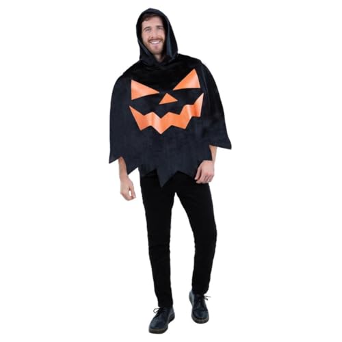 Smiffys Schwarzer Kürbis-Poncho für Erwachsene, Unisex, Halloween-Kostüm, Erwachsenenkostüme Smiffys Schwarzer Kürbis-Poncho für Erwachsene, Unisex, Halloween-Kostüm, Erwachsenenkostüme von Smiffys