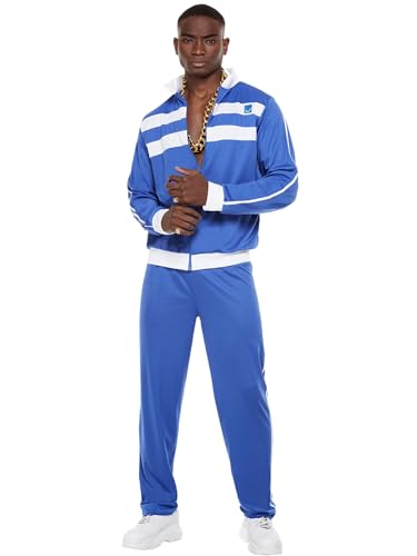 Smiffys Scouser Trainingsanzug, Blau, Oberteil mit Reißverschluss & Hose von Smiffys