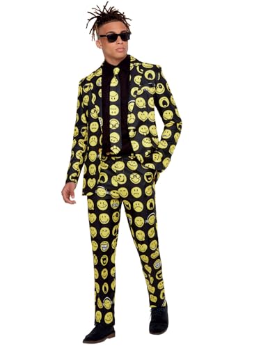Smiley Stand Out Suit, Yellow & Black von Smiffys