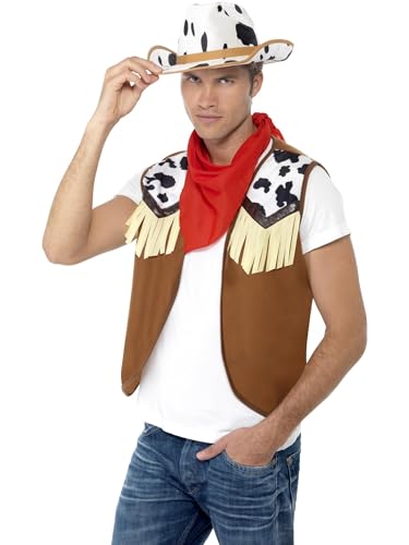 Smiffys Sofort-Kit Wildwest-Mann, mit Weste, Halstuch und Hut von Smiffys