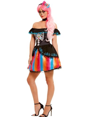 Smiffys Tag-der-Toten Se¤orita Ombr‚ Kost?m, Schwarz, mit Kleid, Halsband & Stirnband von Smiffys