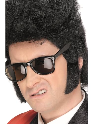 Smiffys Teddy-Boy Koteletten, Schwarz, Selbstklebend von Smiffys