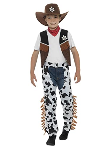 Smiffys Texanisches Cowboy-Kostüm, Braun, mit Hut, Halsband, Weste, Abzeichen und Cowboyhose von Smiffys