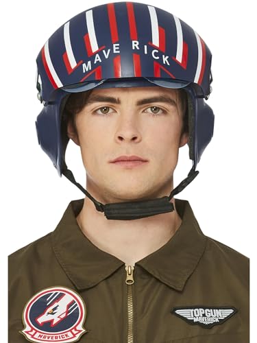 Smiffys Top Gun Maverick Deluxe Helm, navy blau, Helm mit verstellbarem Visier & Kinnriemen Smiffys Top Gun Maverick Deluxe Helm, navy blau, Helm mit verstellbarem Visier & Kinnriemen von Smiffys