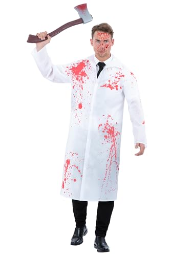 Smiffys Unisex American Killer Kit Blutig Bedruckter PVC Poncho mit Spielzeugaxt Gruseliges Halloween Horror Kostüm Zubehör für Damen und Herren Verkleidung von Smiffys