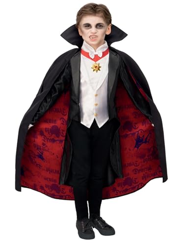 Smiffys Universal Monsters, Dracula-Kostüm, Jacke mit angedeuteter Weste & Oberteil, Umhang & Medaillon Smiffys Universal Monsters, Dracula-Kostüm, Jacke mit angedeuteter Weste & Oberteil, Umhang & Medaillon von Smiffys