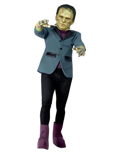Smiffys Universal Monsters, Frankenstein-Kostüm, Jacke, Stiefelüberzieher, Latexmaske & Latexhandschuhe von Smiffys