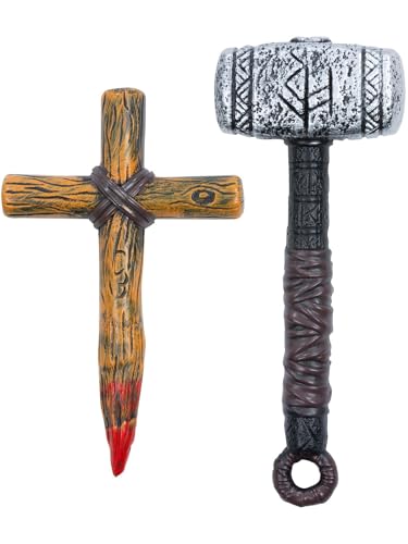 Smiffys Vampire Slayer Pfahl und Hammer Kit Halloween Verkleidung Zubehör für Erwachsene und Kinder inklusive Holzeffekt Pfahl und Hammer ideal für Gothic-Kostüme, Horror-Events und Rollenspiele Smiffys Vampire Slayer Pfahl und Hammer Kit Halloween Verkleidung Zubehör für Erwachsene und Kinder inklusive Holzeffekt Pfahl und Hammer ideal für Gothic-Kostüme, Horror-Events und Rollenspiele von Smiffys