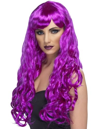 Smiffys Verlangen Perücke, Violett, Lang, Lockig mit Pony von Smiffys