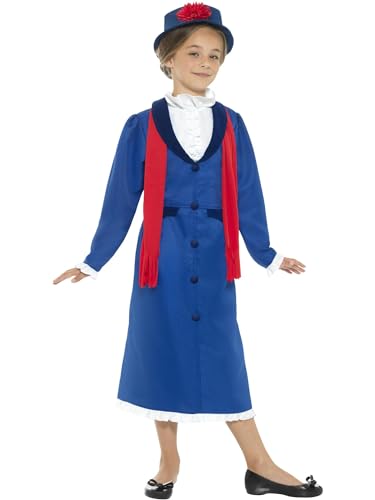 Smiffys Viktorianisches Kindermädchen-Kostüm, Blau, mit Kleid, Hut und Halstuch Smiffys Viktorianisches Kindermädchen-Kostüm, Blau, mit Kleid, Hut und Halstuch von Smiffys