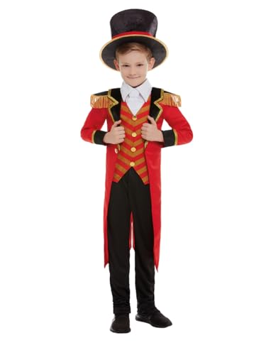 Smiffys Zirkusdirektor-Kostüm, Rot, mit Jackett, vorgetäuschtem Hemd, Hose und Hut, 12+ Jahre von Smiffys