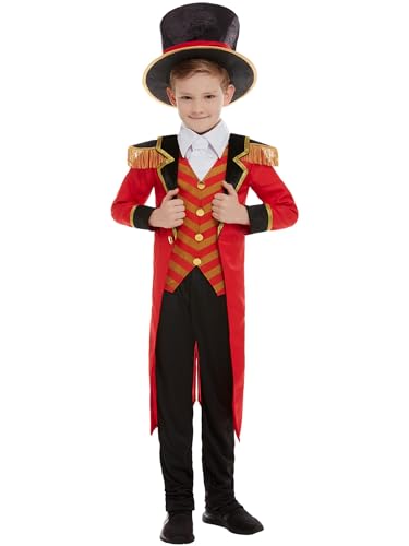 Smiffys Zirkusdirektor-Kostüm, Rot, mit Jackett, vorgetäuschtem Hemd, Hose und Hut, 3-4 Jahre von Smiffys
