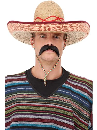 Sombrero Straw Hat, Brown, Extra Large with Tie Cord von Smiffys