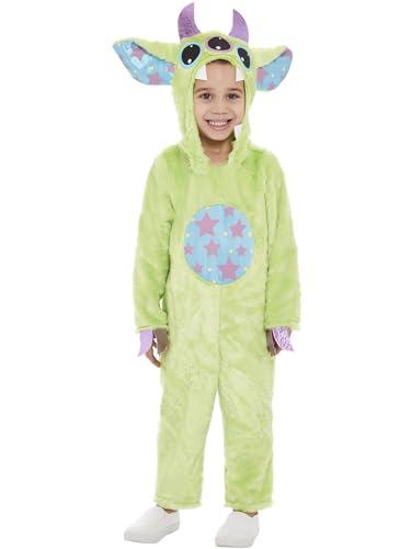 Toddler Monster Costume, Green, All In One & Hood, (T1) von Smiffys